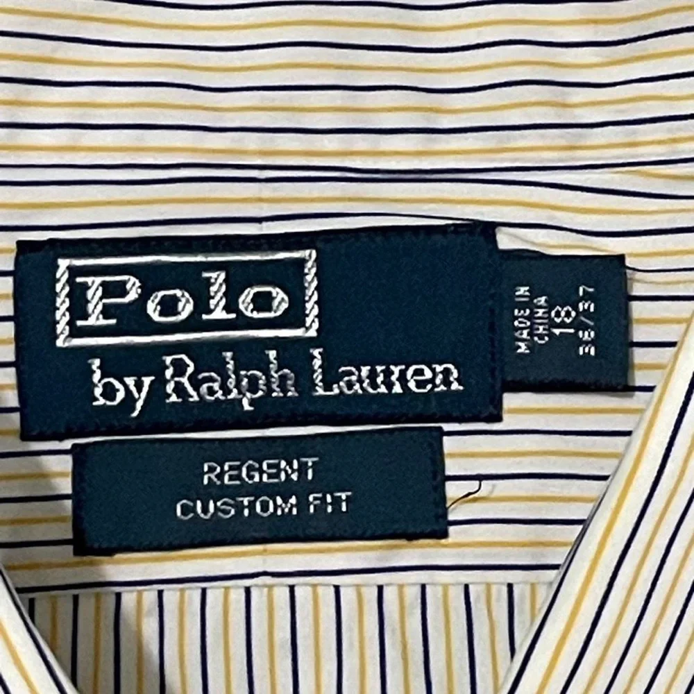 Polo Ralph Lauren Men’s 18x36/37 Long Sleeve Button Shirt Yellow Regent Custom